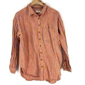 Anthropologie Pilcro Oxford Tunic Top Size Small Button Down Stripe Oversized